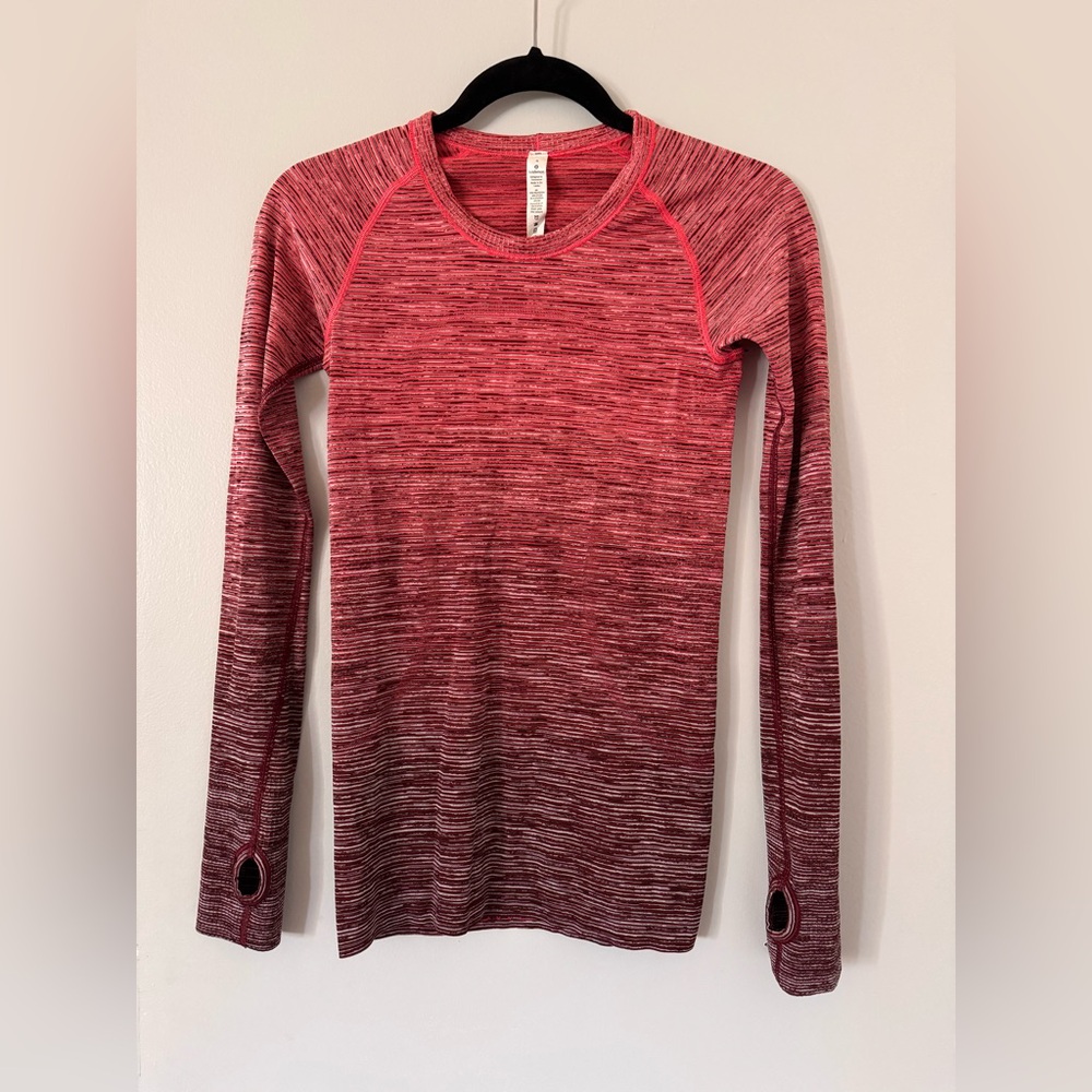Lululemon Women’s Red Gradient Long Sleeve Top